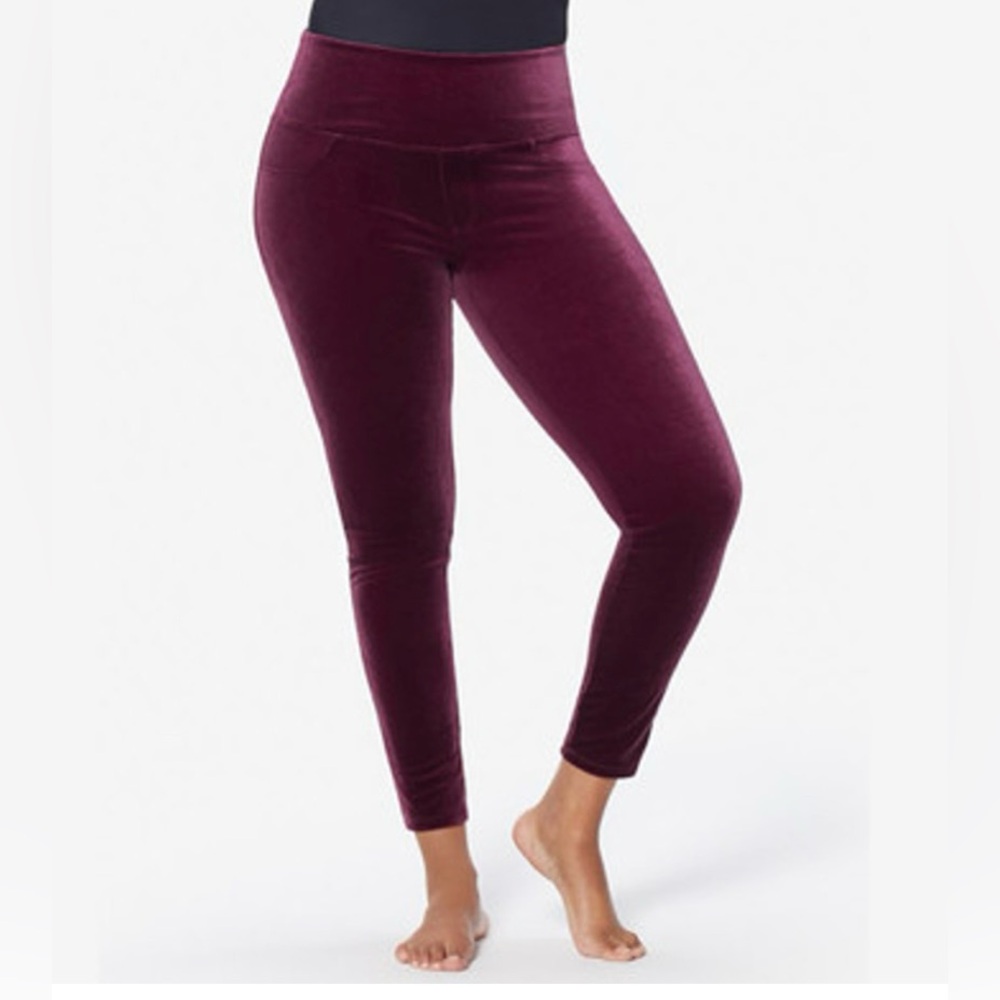 Ruby Ribbon Crushed Velvet Leggings Burgundy size Medium, Grunge Fairy Retail$79